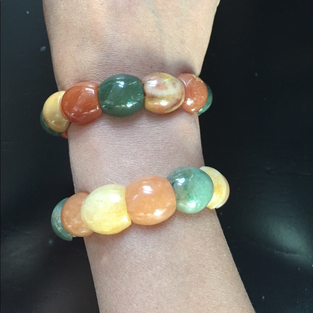 ☀️ Jade stones set of bracelet multicolor
